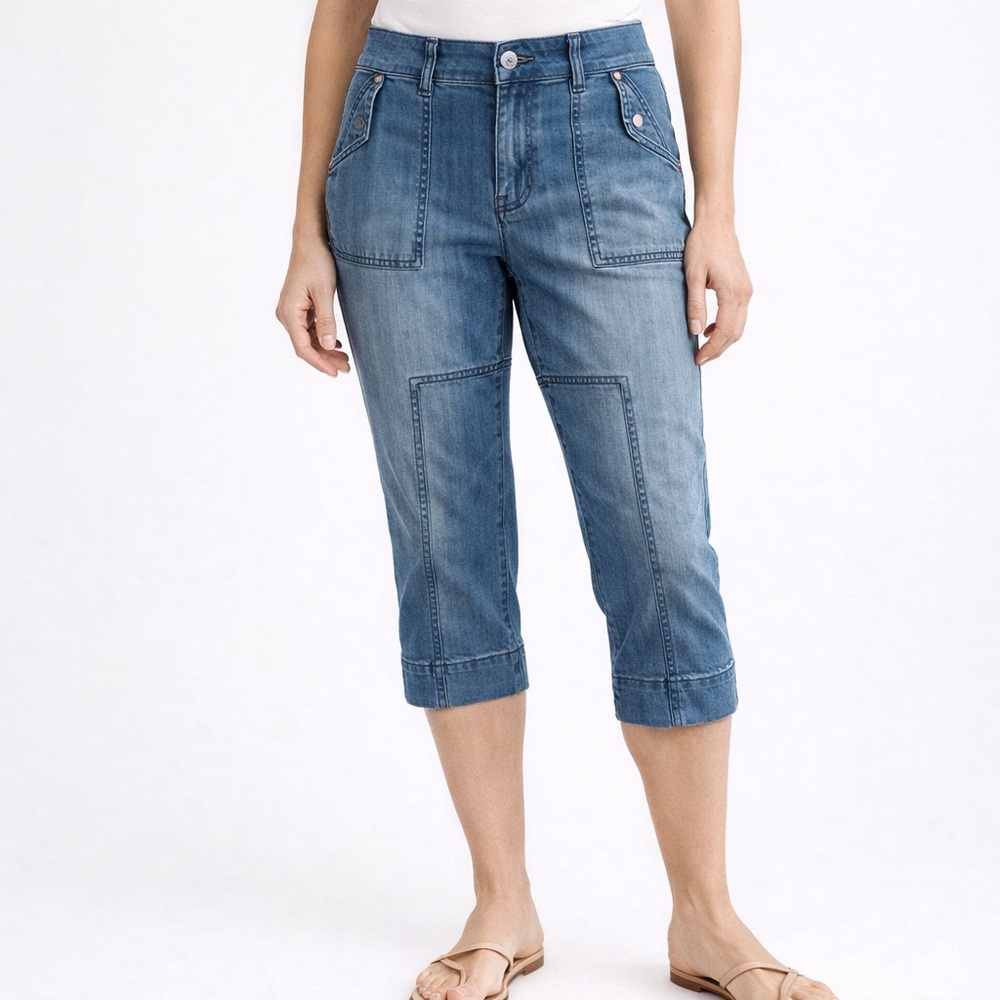 White House Black Market Cropped Jeans Womens 8 Blue Capri Denim